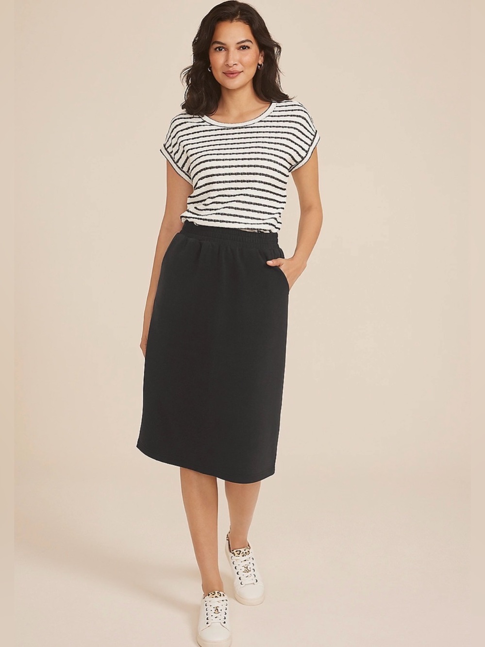 Maurices XL Scuba knit high rise midi skirt black